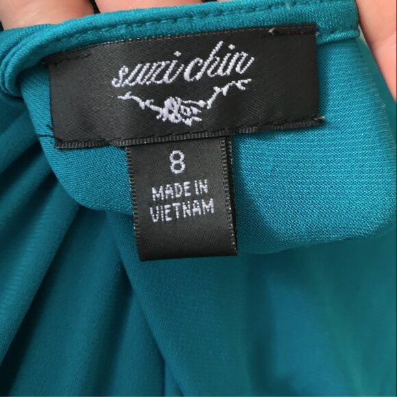 SURI CHIN  | Colorblock Dolman Sleeve Dress |  Teal, grey burgundy | Size 8 - Picture 10 of 15